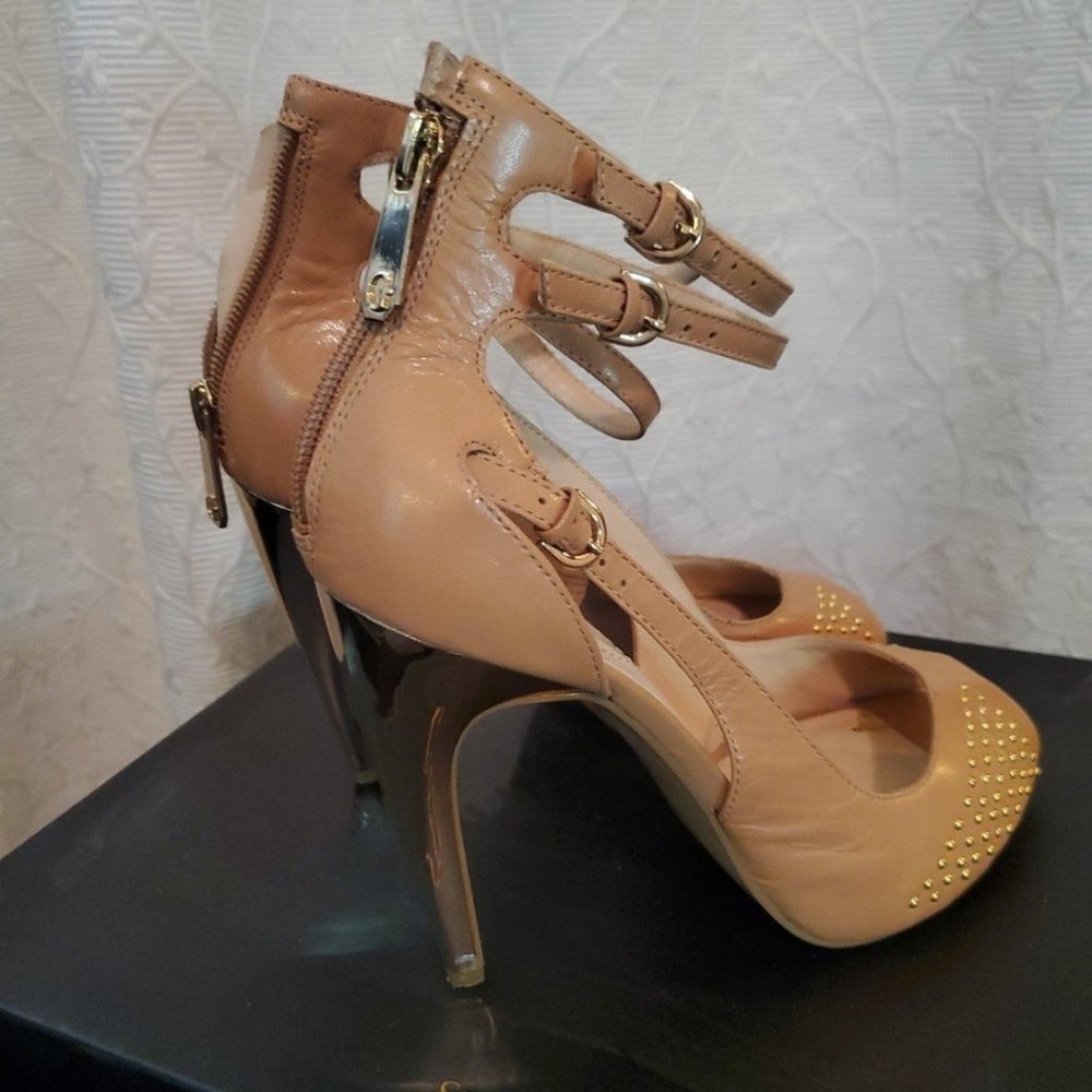 Guess nude and gold studded heels
